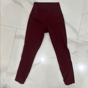 lululemon athletica Red Leggings with Smooth Finish and Wide Waistband